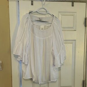 Cato White Blouse with Ruffled Sleeves